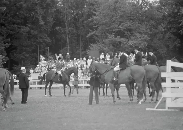 Framed Print : Horse show in Westport, Connecticut, between 1911 and 1942. Creator: Arnold Genthe Framed Print : Horse show in Westport, Connecticut, between 1911 and 1942. Creator: Arnold Genthe