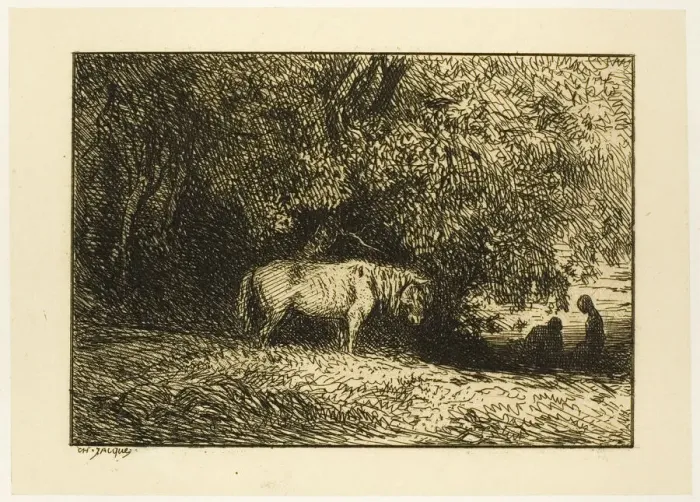 Framed Print : Horse in a Wood, 1846. Creator: Charles Emile Jacque Framed Print : Horse in a Wood, 1846. Creator: Charles Emile Jacque