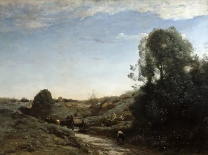 Framed Print : The Horsecart, Memory of Marcoussis near Montlhery, 1855. Artist: Jean-Baptiste-Camille Corot Framed Print : The Horsecart, Memory of Marcoussis near Montlhery, 1855. Artist: Jean-Baptiste-Camille Corot