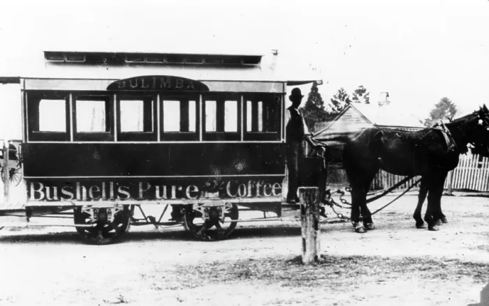 Framed Print : Horsedrawn tram in Brisbane, c1890s. Creator: Unknown Framed Print : Horsedrawn tram in Brisbane, c1890s. Creator: Unknown