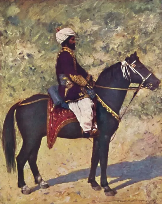 Framed Print : Horseman at the Bombay Camp, 1903. Artist: Mortimer L Menpes Framed Print : Horseman at the Bombay Camp, 1903. Artist: Mortimer L Menpes