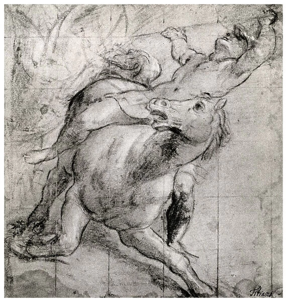 Horseman Falling, c1565, (1937). Artist: Titian