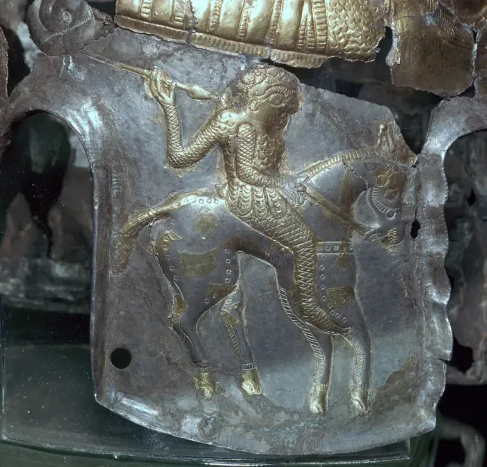 Framed Print : Detail of a horseman from the helmet of a Thraco-Getic chief