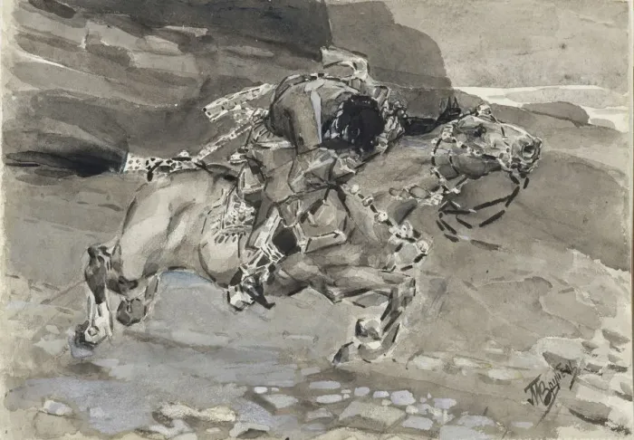 Framed Print : Horseman. Illustration to the poem The Demon by Mikhail Lermontov, 1890-1891. Artist: Vrubel, Mikhail Alexandrovich (1856-1910) Framed Print : Horseman. Illustration to the poem The Demon by Mikhail Lermontov, 1890-1891. Artist: Vrubel, Mikhail Alexandrovich (1856-1910)
