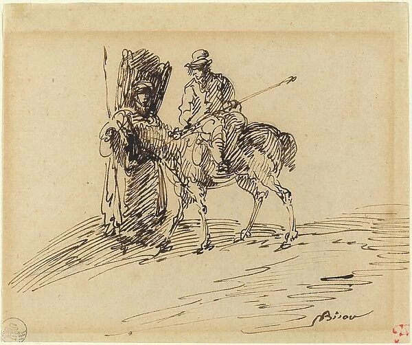 Horseman with Peasant. Creator: Giuseppe Bernardino Bison