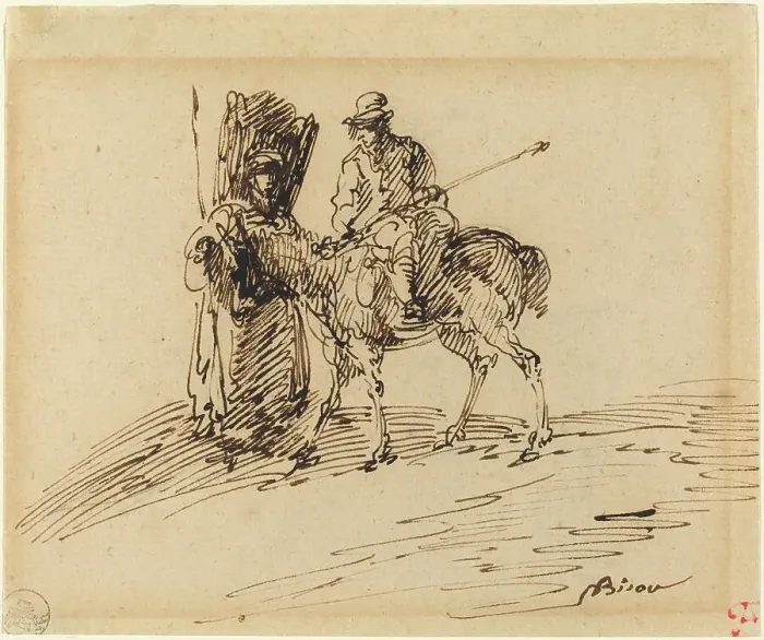 Framed Print : Horseman with Peasant. Creator: Giuseppe Bernardino Bison Framed Print : Horseman with Peasant. Creator: Giuseppe Bernardino Bison
