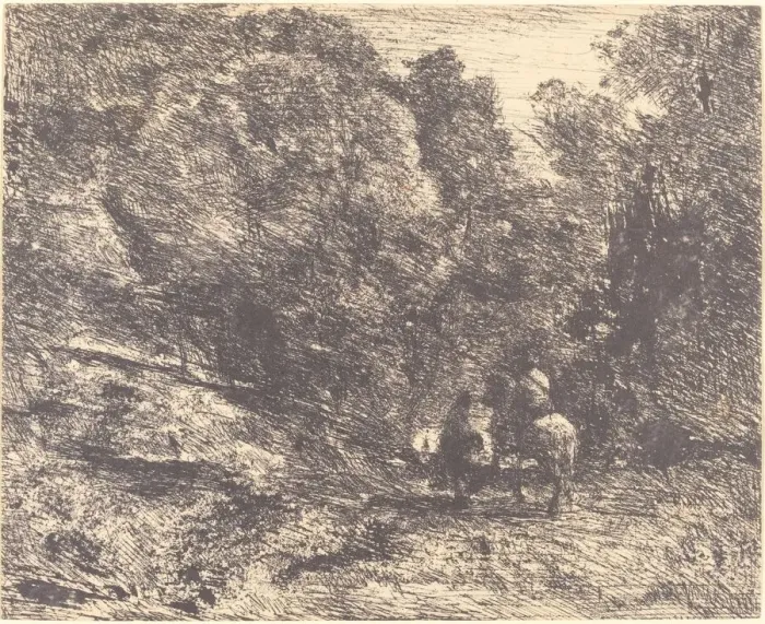 Framed Print : Horseman and Vagabond in the Forest (Le Cavalier en foret et le pieton), 1854 Framed Print : Horseman and Vagabond in the Forest (Le Cavalier en foret et le pieton), 1854