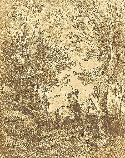 Horseman in the Woods, Large Plate (Le Grand Cavalier sous bois), c. 1854