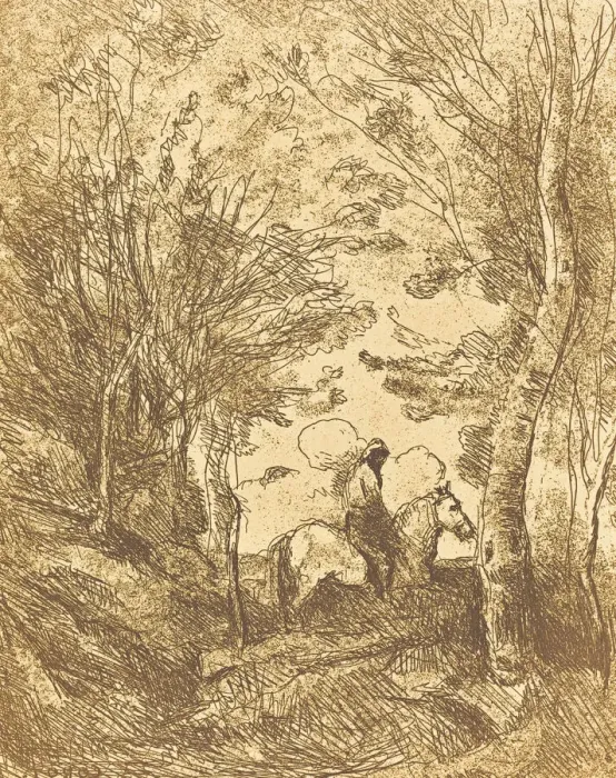 Framed Print : Horseman in the Woods, Large Plate (Le Grand Cavalier sous bois), c. 1854 Framed Print : Horseman in the Woods, Large Plate (Le Grand Cavalier sous bois), c. 1854