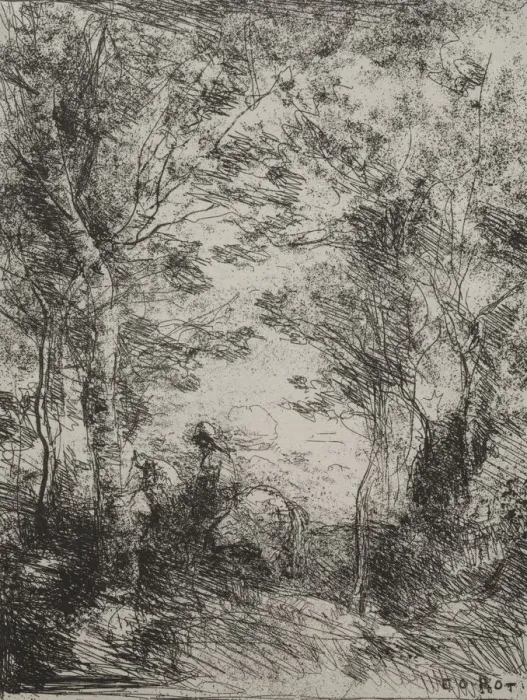 Framed Print : Horseman in the Woods, original impression 1854, printed in 1921 Framed Print : Horseman in the Woods, original impression 1854, printed in 1921