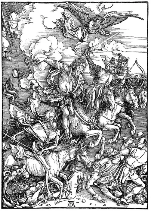 Framed Print : The Four Horsemen of the Apocalypse, 1498. Artist: Albrecht Durer Framed Print : The Four Horsemen of the Apocalypse, 1498. Artist: Albrecht Durer