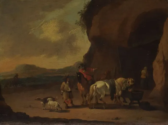 Framed Print : Horsemen Halted on a Mountain Pass, c.1670. Creator: Peeter Bout Framed Print : Horsemen Halted on a Mountain Pass, c.1670. Creator: Peeter Bout