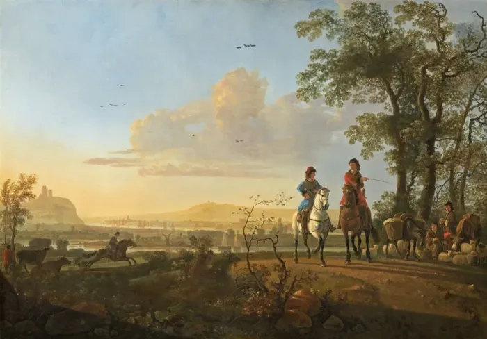 Framed Print : Horsemen and Herdsmen with Cattle, 1655 / 1660. Creator: Aelbert Cuyp Framed Print : Horsemen and Herdsmen with Cattle, 1655 / 1660. Creator: Aelbert Cuyp