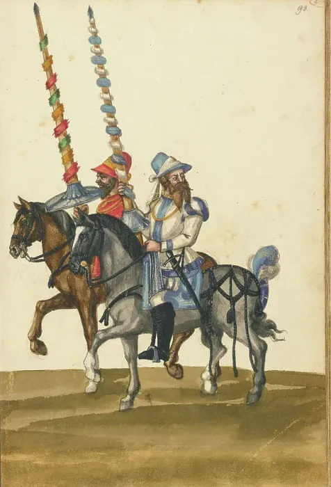 Framed Print : Two Horsemen with Lances, about 1560-1570. Creator: Unknown Framed Print : Two Horsemen with Lances, about 1560-1570. Creator: Unknown