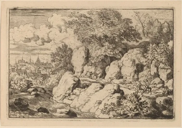 Framed Print : Two Horsemen on a Rocky Path, probably c. 1645 / 1656. Creator: Allart van Everdingen Framed Print : Two Horsemen on a Rocky Path, probably c. 1645 / 1656. Creator: Allart van Everdingen
