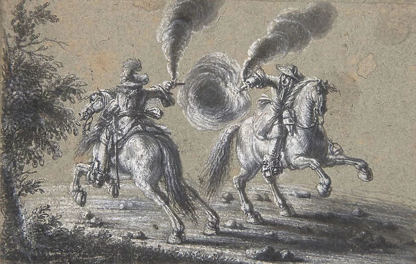 Two Horsemen Shooting at Each Other, 1600-1677. Creator: Heinrich Werdmuller