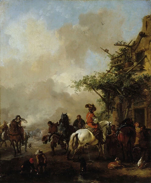 Horsemen stop, between 1639 and 1668. Creator: Philip Wouverman