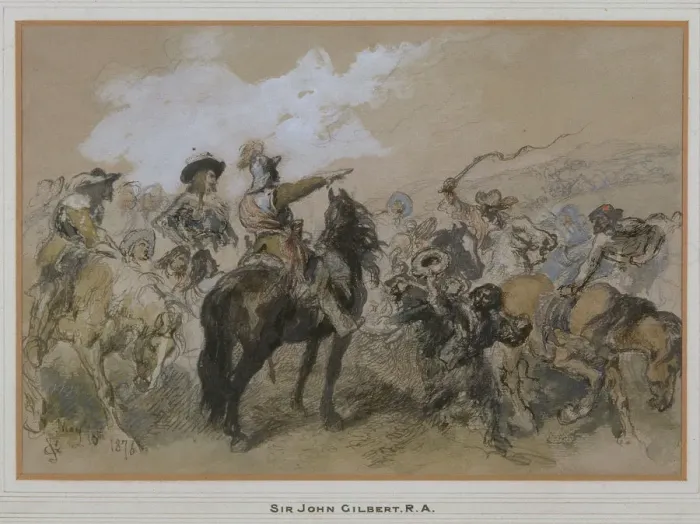 Framed Print : Horsemen at the time of Charles I, 1876. Artist: Sir John Gilbert Framed Print : Horsemen at the time of Charles I, 1876. Artist: Sir John Gilbert