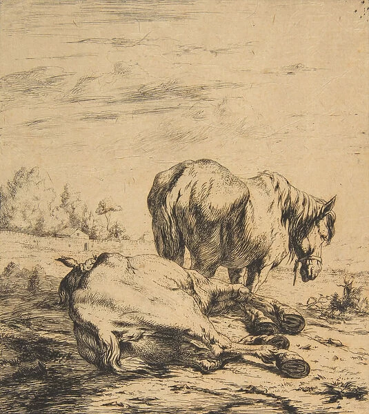 Two Horses, 1850. Creator: Charles Meryon