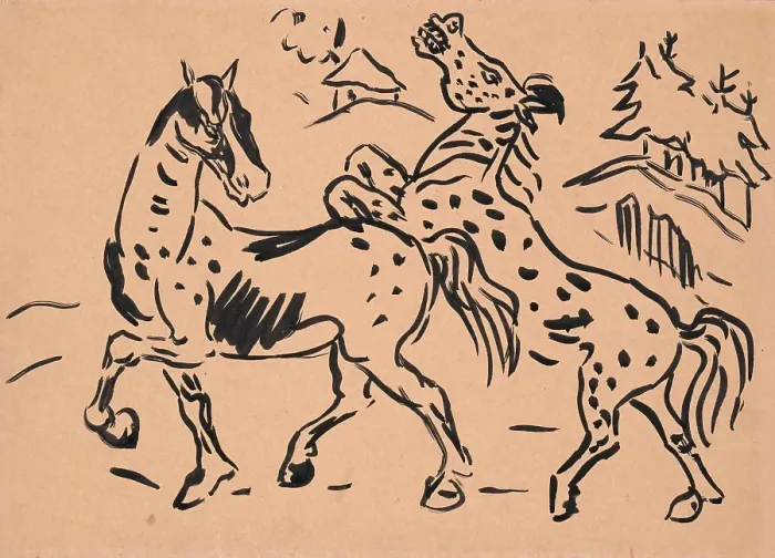 Framed Print : Horses, 1935-1940. Creator: Arnold Peter Weisz-Kubincan Framed Print : Horses, 1935-1940. Creator: Arnold Peter Weisz-Kubincan