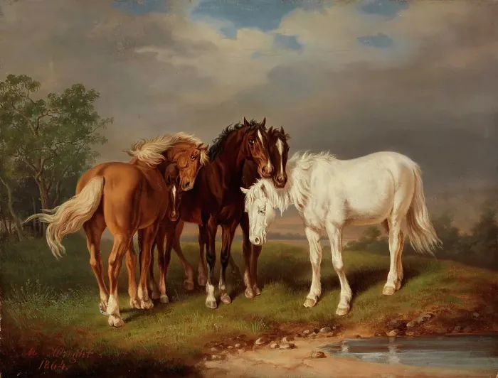 Framed Print : Horses, after Carl Wahlbom, 1864. Creator: Magnus von Wright Framed Print : Horses, after Carl Wahlbom, 1864. Creator: Magnus von Wright