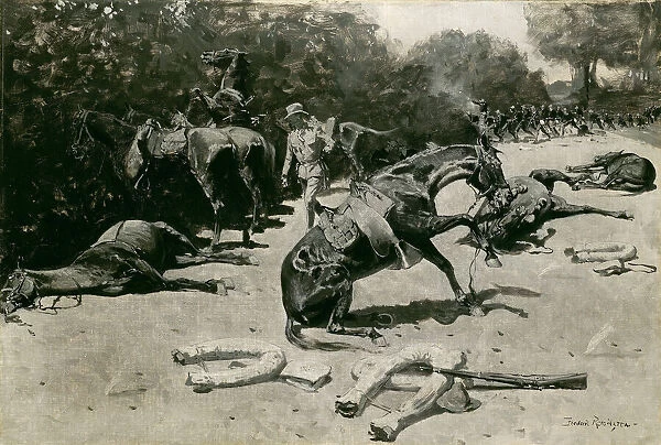 How the Horses Died for Their Country at Santiago, 1899. Creator: Frederic Remington