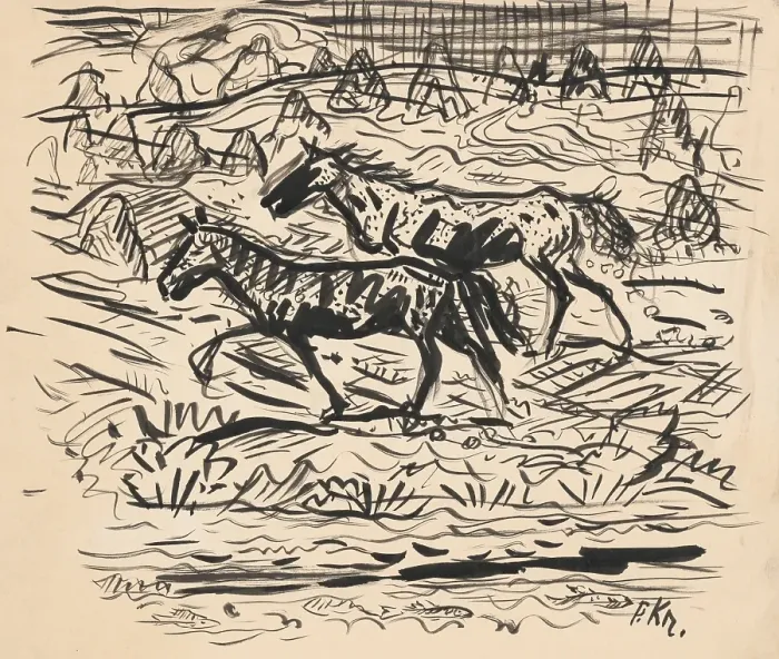 Framed Print : Horses on the estate, 1940-1944. Creator: Arnold Peter Weisz-Kubincan Framed Print : Horses on the estate, 1940-1944. Creator: Arnold Peter Weisz-Kubincan