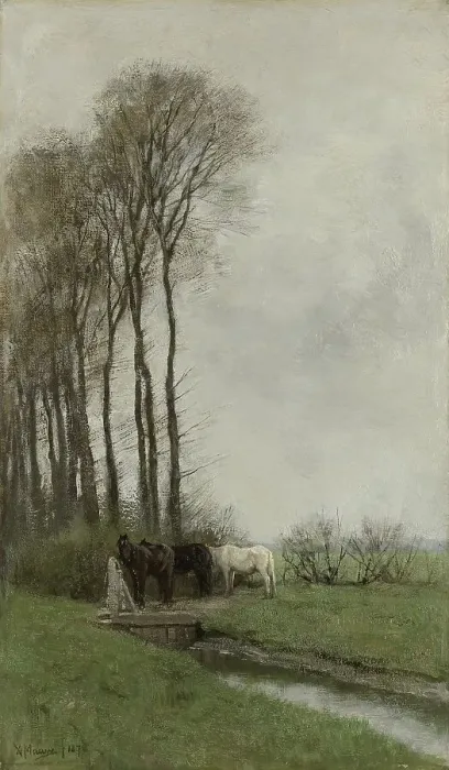 Framed Print : Horses at the gate, 1878. Creator: Anton Mauve Framed Print : Horses at the gate, 1878. Creator: Anton Mauve