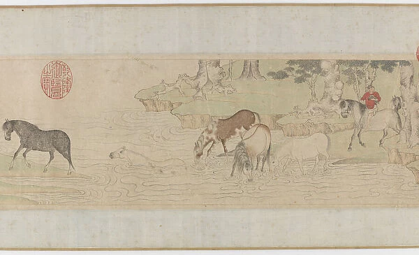 Horses and Grooms Crossing a River, Yuan or early MIng dynasty, 14th century