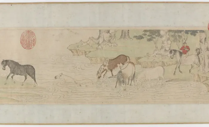 Framed Print : Horses and Grooms Crossing a River, Yuan or early MIng dynasty, 14th century Framed Print : Horses and Grooms Crossing a River, Yuan or early MIng dynasty, 14th century