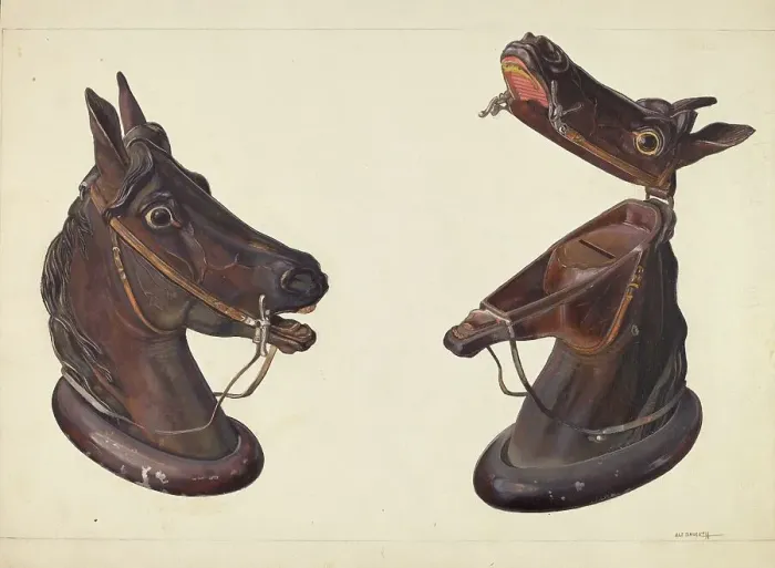 Framed Print : Horse's Head Bank, c. 1938. Creator: Alf Bruseth