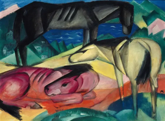 Framed Print : Three horses II, 1913. Creator: Marc, Franz (1880-1916) Framed Print : Three horses II, 1913. Creator: Marc, Franz (1880-1916)