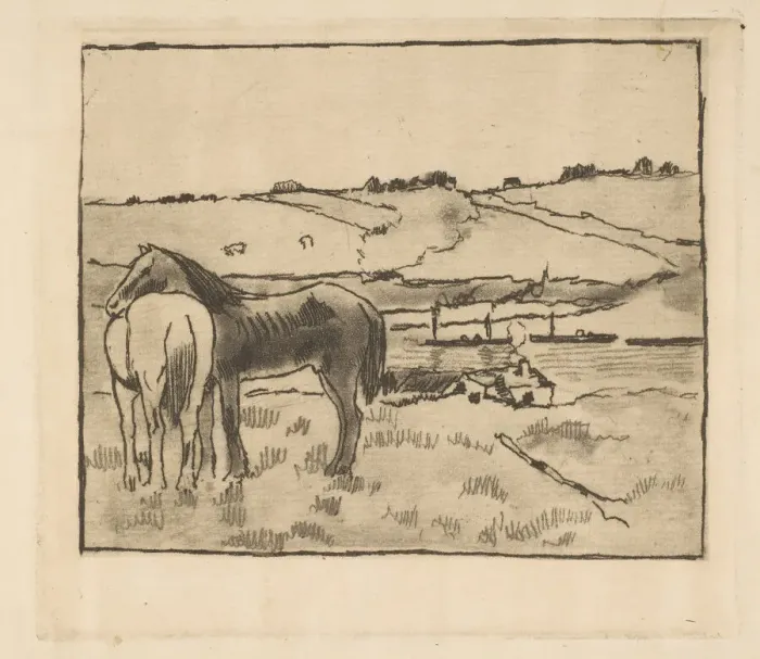 Framed Print : Horses in the Meadow, 1891-92. Creator: Edgar Degas Framed Print : Horses in the Meadow, 1891-92. Creator: Edgar Degas