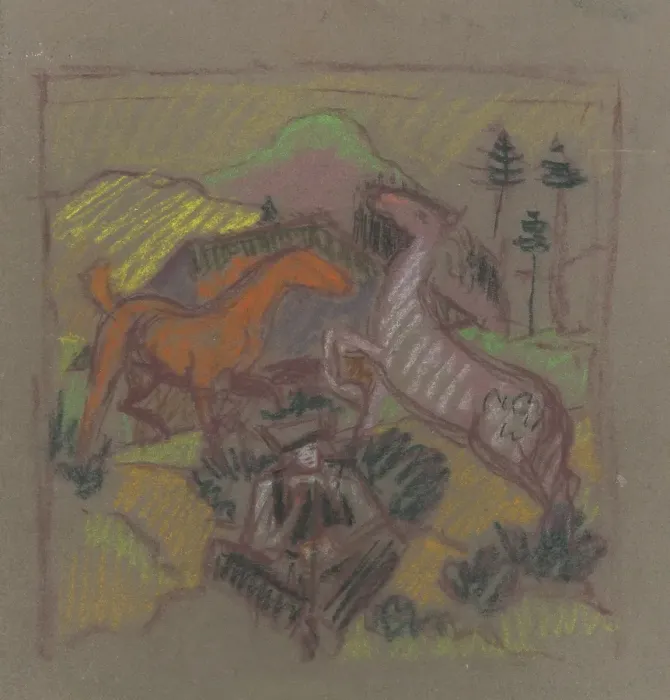 Framed Print : Horses in Pasture, 1940-1944. Creator: Arnold Peter Weisz-Kubincan Framed Print : Horses in Pasture, 1940-1944. Creator: Arnold Peter Weisz-Kubincan