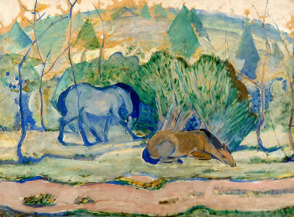 Horses at Pasture (Horses in a Landscape). Artist: Marc, Franz (1880-1916)