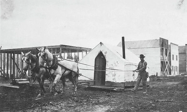 Horses pulling a tent, between c1900 and 1916. Creator: Unknown