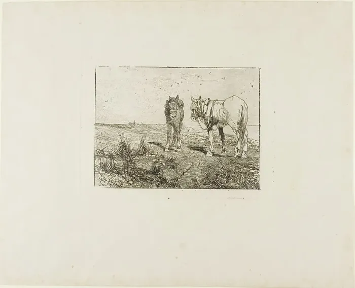 Framed Print : Horses Rest, c.1885. Creator: Giovanni Fattori Framed Print : Horses Rest, c.1885. Creator: Giovanni Fattori