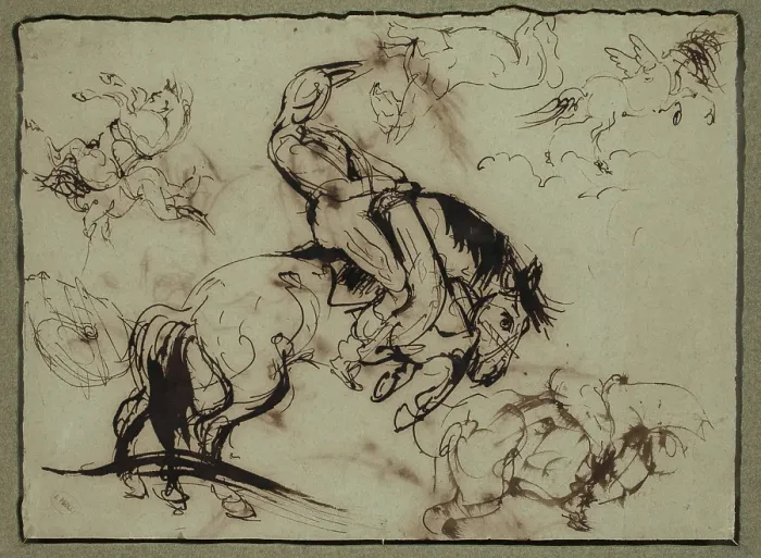 Framed Print : Horses and Riders, 19th century. Creator: Attributed to Theodore Gericault (1791-1824) Framed Print : Horses and Riders, 19th century. Creator: Attributed to Theodore Gericault (1791-1824)