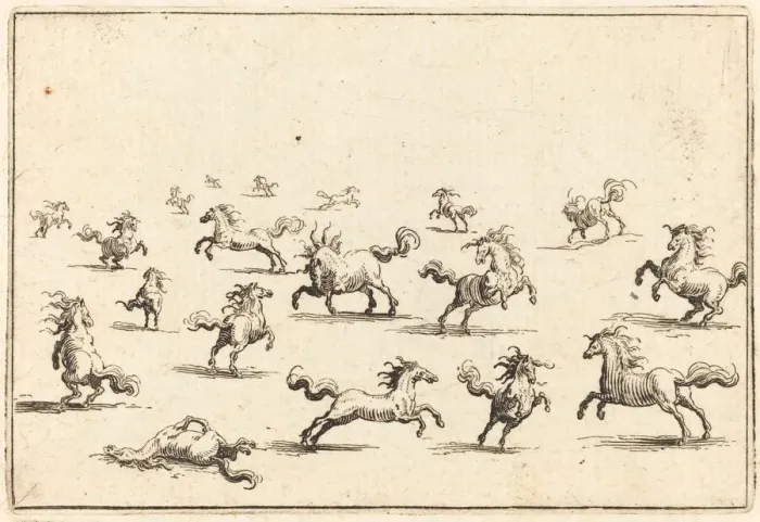 Framed Print : Horses Running, c. 1622. Creator: Jacques Callot Framed Print : Horses Running, c. 1622. Creator: Jacques Callot