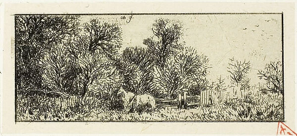 Two Horses in a Wood, 1845. Creator: Charles Emile Jacque