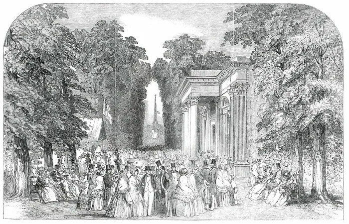 Framed Print : Horticultural Fete at Cheltenham - the Well Walk and Pump Room, 1850. Creator: Unknown Framed Print : Horticultural Fete at Cheltenham - the Well Walk and Pump Room, 1850. Creator: Unknown