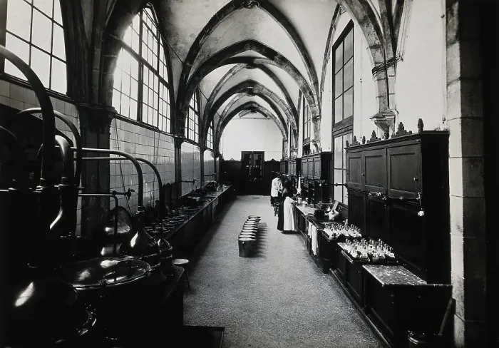 Framed Print : Hospital de la Santa Cruz, Barcelona: the interior of the pharmacy. Creator: Unknown Framed Print : Hospital de la Santa Cruz, Barcelona: the interior of the pharmacy. Creator: Unknown