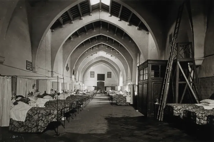 Framed Print : Hospital de la Santa Cruz, Barcelona: a ward, c1900. Creator: Unknown Framed Print : Hospital de la Santa Cruz, Barcelona: a ward, c1900. Creator: Unknown