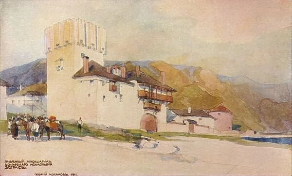 Hostel of the Bulgarian Monastery, Zograph, c19th century. Artist: Georges Kossiakoff