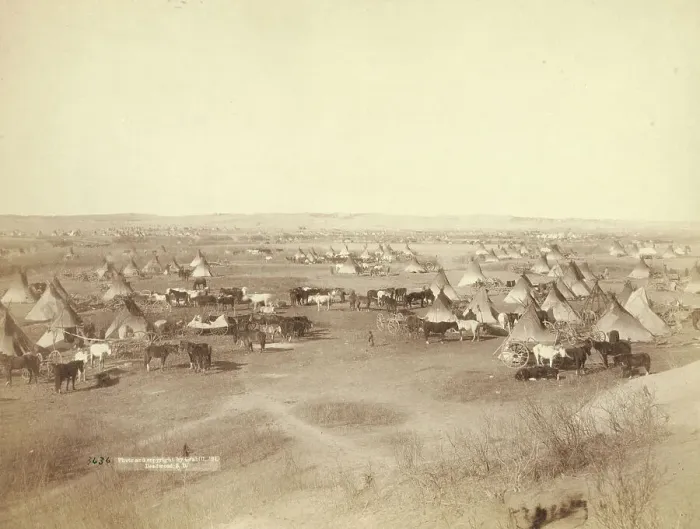 Framed Print : Hostile Indian camp, 1891. Creator: John C. H. Grabill Framed Print : Hostile Indian camp, 1891. Creator: John C. H. Grabill