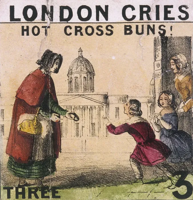 Framed Print : Hot Cross Buns!, Cries of London, c1840. Artist: TH Jones Framed Print : Hot Cross Buns!, Cries of London, c1840. Artist: TH Jones