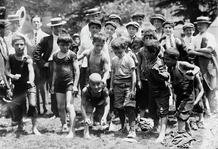 Framed Print : Hot day in N.Y. after a swim in fountain. between c1910 and c1915. Creator: Bain News Service Framed Print : Hot day in N.Y. after a swim in fountain. between c1910 and c1915. Creator: Bain News Service