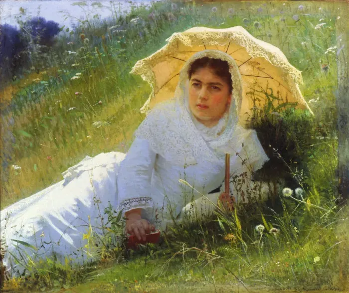 Framed Print : A Hot Day (On the Grass. Midday), 1883. Artist: Ivan Kramskoy Framed Print : A Hot Day (On the Grass. Midday), 1883. Artist: Ivan Kramskoy