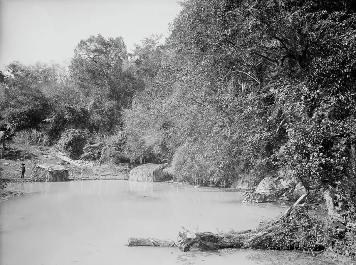 Framed Print : Hot springs at Taninul, between 1880 and 1897. Creator: William H. Jackson Framed Print : Hot springs at Taninul, between 1880 and 1897. Creator: William H. Jackson