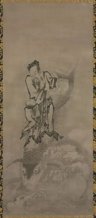 Framed Print : Hotei with Daoist Immortals, late 1600s-early 1700s. Creator: Ky?seki Tomonobu (Japanese Framed Print : Hotei with Daoist Immortals, late 1600s-early 1700s. Creator: Ky?seki Tomonobu (Japanese